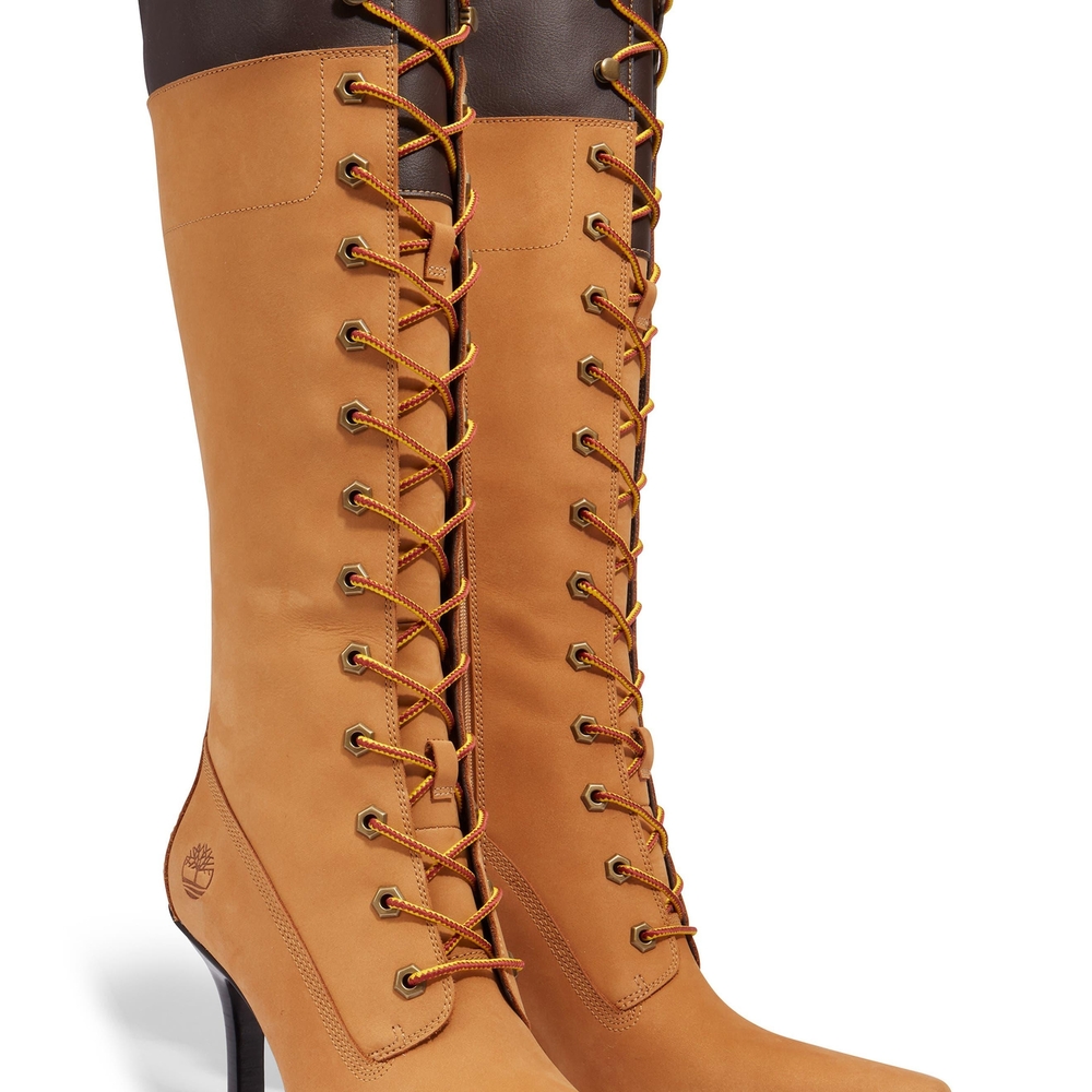 Size 10!!!!!!Timberland Inspired Women's Lace-Up Boots in Tan and Dark Brown